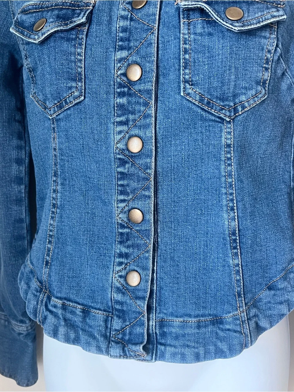 Free People Denim Stretch Snap Front Blue Jean Boho Western Rodeo Jacket S - Picture 4 of 10